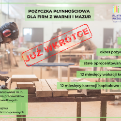 Pożyczka Płynnościowa dla przedsiębiorców z Warmii i Mazur!