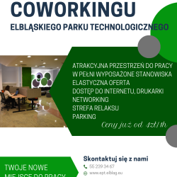 Coworking w Elbląskim Parku Technologicznym!